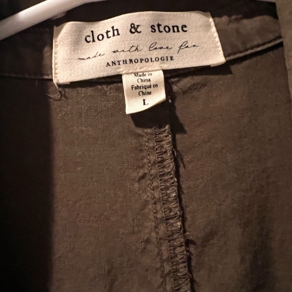 Anthropologie Cloth & Stone Eryn Utility Shirtdress - Large - Military Green - Picture 5 of 5
